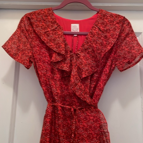 Red silk wrap dress Soi Paris 38 - Picture 3 of 10
